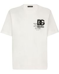 Dolce & Gabbana - Camiseta de algodón con estampado y logotipo DG bordado - Lyst
