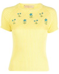 Cormio - Flower-Embroidered Knitted T-Shirt - Lyst
