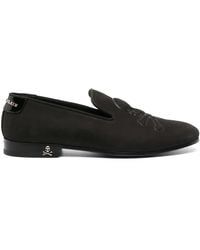 Philipp Plein - Skull-Embroidered Suede Loafers - Lyst