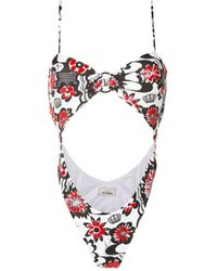 Amir Slama - Floral-Print Cut-Out Swimsuit - Lyst