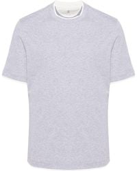 Brunello Cucinelli - T-Shirt mit Kanten im Layering-Look - Lyst