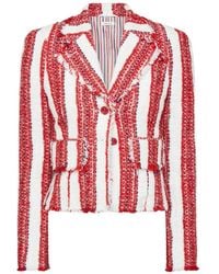 Thom Browne - Ribbon Tweed Cropped Jacket With Fray Edge - Lyst