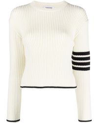 Thom Browne - Stripe-detailing Cable-knit Jumper - Lyst