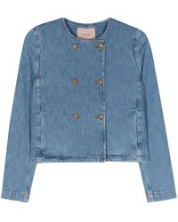 Twin Set - Double-breasted Denim Jacket - Lyst