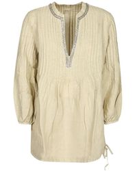 120% Lino - Tunique À Ornements Et Plis Nervurés - Lyst