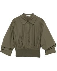Jonathan Simkhai - Gathered-Sleeve Cropped Shirt - Lyst