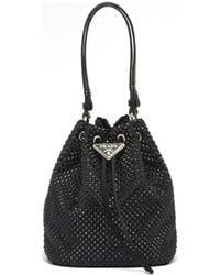 Prada - Mini Satin Crystal-embellished Pouch Bag - Lyst