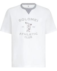 Brunello Cucinelli - Katoenen Jersey T-Shirt Met Ronde Hals En Print - Lyst