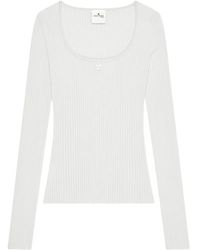Courreges - T-Shirt aus geripptem Strick - Lyst