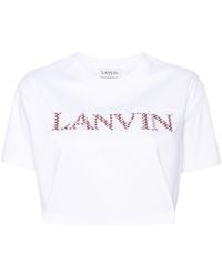 Lanvin - Katoenen T-shirt Met Geborduurd Logo - Lyst