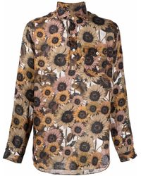 Lardini - Floral-print Cutaway-collar Shirt - Lyst