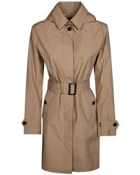 Save The Duck - Belted Hooded Trench Coat - Lyst