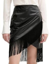 IRO - Leather Fringe Asymmetric Midi Skirt - Lyst