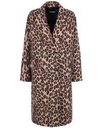 Alberto Biani - Abrigo Con Doble Botonadura Y Estampado De Leopardo - Lyst