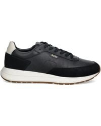 BOSS - Suede Panel Sneakers - Lyst