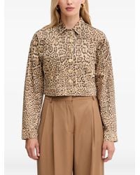 MARCIANO BY GUESS - Leopard-Print Button Denim Jacket - Lyst