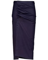 Rabanne - Button-Embellished Draped Leather Midi Skirt - Lyst