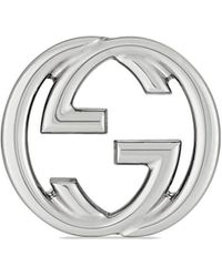 Gucci - Pendientes Interlocking G en plata de ley con apliques - Lyst