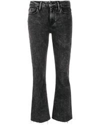 FRAME Cropped Flared Jeans - Black