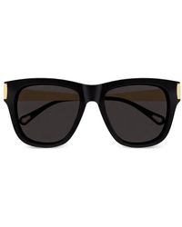 Chloé - Square-Frame Logo-Engraved Sunglasses - Lyst