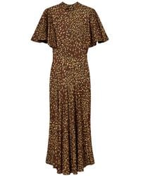 Twinset - Long Animal Print Satin Dress - Lyst