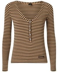 Pinko - Striped Ribbed-Knit T-Shirt - Lyst