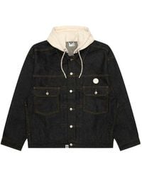 Aape By A Bathing Ape - Hooded Embroidered-Logo Denim Jacket - Lyst