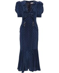 Alessandra Rich - Polka Dot Silk Midi Dress - Women's - Cupro/silk/polyamide - Lyst