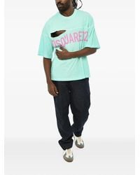 DSquared² - Logo-Print Distressed T-Shirt - Lyst