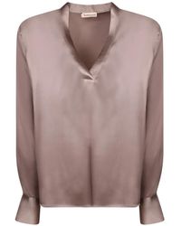 Blanca Vita - V-Neck Satin Blouse - Lyst