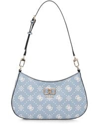 Guess - Emelie Monogram-Print Logo-Plaque Shoulder Bag - Lyst