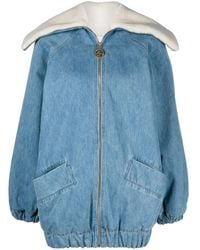 Patou - Faux Shearling-Trim Denim Jacket - Lyst