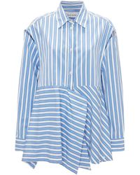 JW Anderson - Camicia Svasata Con Motivo A Righe E Drappeggio - Lyst