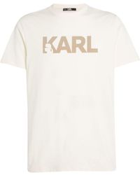 Karl Lagerfeld - Flocked-logo Organic-cotton T-shirt - Lyst