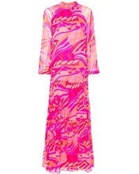 Nissa - Abstract-print Silk Maxi Dress - Lyst