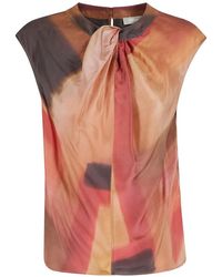 Kiltie - Gesmockte Blouse Met Abstracte Print - Lyst