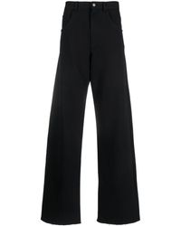 MM6 by Maison Martin Margiela - Logo-embroidered Cotton Wide-leg Trousers - Lyst