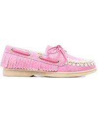 Mou - Lace-Up Round-Toe Loafers - Lyst