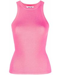 MSGM - Ribbed-Knit Sleeveless Top - Lyst