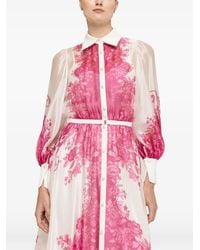 Nissa - Printed Organza Midi Dress - Lyst