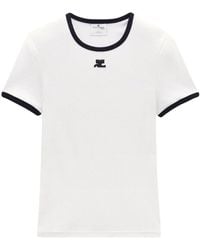 Courreges - Katoenen T-shirt Met Contrasterende Afwerking - Lyst