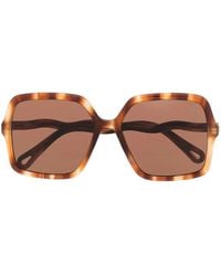 Chloé - Tortoiseshell Oversized-Frame Sunglasses - Lyst