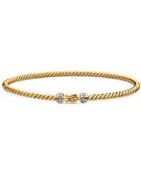 David Yurman - 18Kt Buckle Classic Cable Diamond Bracelet (2.6Mm) - Lyst