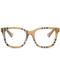 Burberry - Check-Pattern Square-Frame Glasses - Lyst