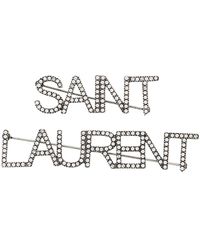 Saint Laurent - Crystal-logo Brooch - Lyst