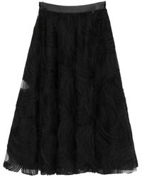 Nissa - Textured Flared Midi Skirt - Lyst