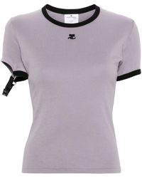 Courreges - Buckle Contrast Cotton T-shirt - Lyst