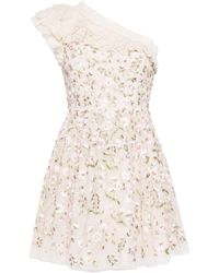 Needle & Thread - Posy Pirouette Mini-jurk Met Geborduurde Bloemen - Lyst