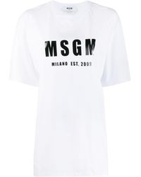 MSGM T-shirt Met Logoprint - Wit