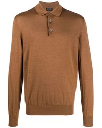 ZEGNA - Knitted Long-Sleeve Polo Shirt - Lyst